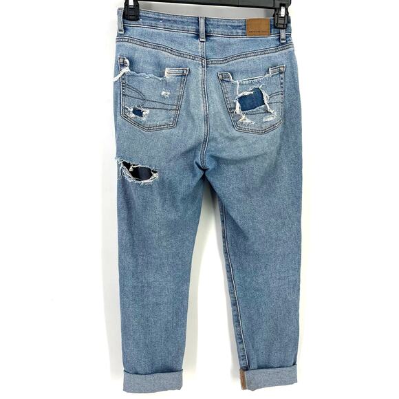 American Eagle Outfitters Mom Jeans Womens Size 0 Roll Up Cuff Distressed Frayed - Picture 3 of 7